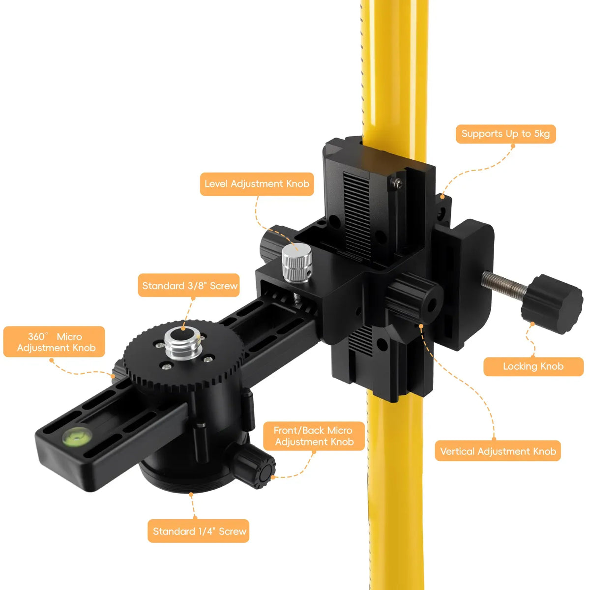 Professional Laser Support Stand with 1/4" & 5/8"‑11 Adapter